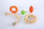 Pet 4 Pcs Toys Kit Durable Rope Rubber Ball Fetch Tug Chew Dog Pet Toy Set