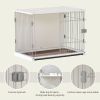 34" Length Elegant Wooden Structure White Dog Cage Crate, End Table with movable salver, Decorative Dog House Cage Indoor Use, Furniture style, with w