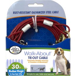 Four Paws Medium Weight Dog Tie Out Cable Red 30 Feet