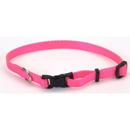 Coastal Adjustable Nylon Dog Collar with Plastic Buckle Neon Pink 3-8 in x 8-12 in