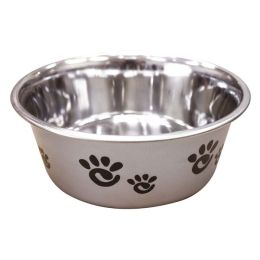 Spot Barcelona Stainless Steel Paw Print Dog Bowl Silver 32 Ounces