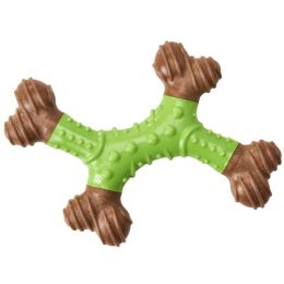 Bam-Bone Dental X-Bone Dog Toy Green-Brown 6in