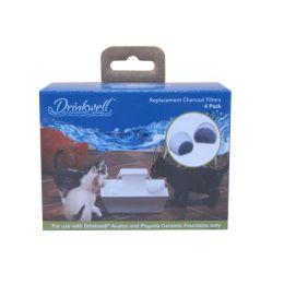 Drinkwell Single Cell Charcoal Replacement Filters for Avalon and Pagoda Ceramic Fountains White 4 Pack