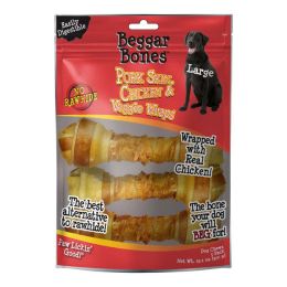 Savory Prime Beggar Bones Pork Skin; Chicken and Veggie Wraps Dog Treats 13.1 oz 3 Pack